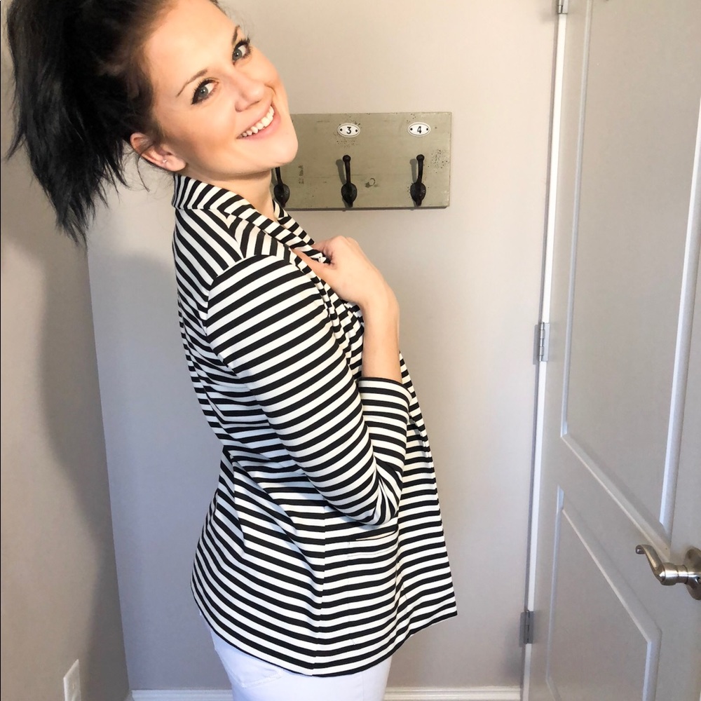 Black and white striped dress jacket blazer